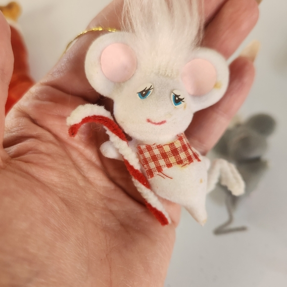Vintage Flocked Mouse Mice Christmas Tree Ornament Lot MCM 60s 70s Kitsch - Picture 4 of 7